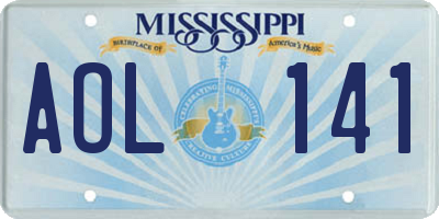 MS license plate AOL141