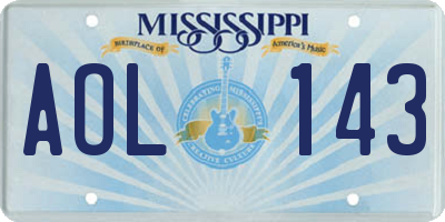 MS license plate AOL143