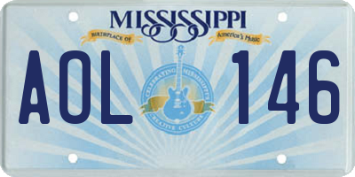 MS license plate AOL146