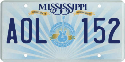MS license plate AOL152