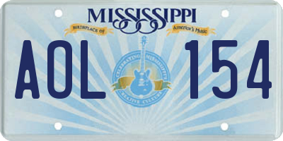 MS license plate AOL154