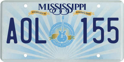 MS license plate AOL155