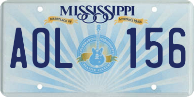 MS license plate AOL156