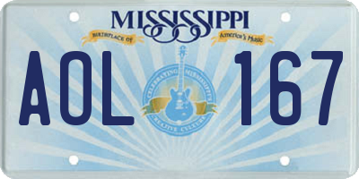MS license plate AOL167