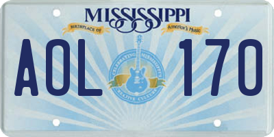 MS license plate AOL170