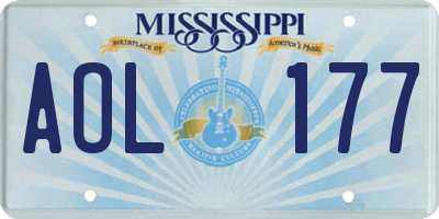 MS license plate AOL177