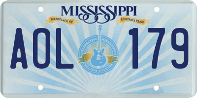 MS license plate AOL179
