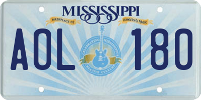 MS license plate AOL180