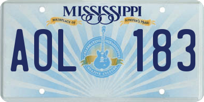 MS license plate AOL183