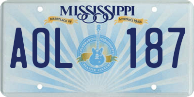 MS license plate AOL187