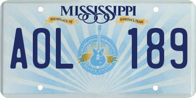 MS license plate AOL189