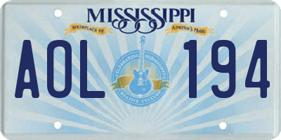 MS license plate AOL194