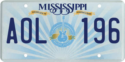 MS license plate AOL196
