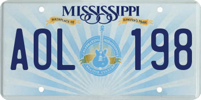 MS license plate AOL198