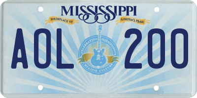 MS license plate AOL200