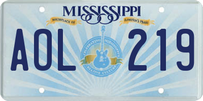 MS license plate AOL219