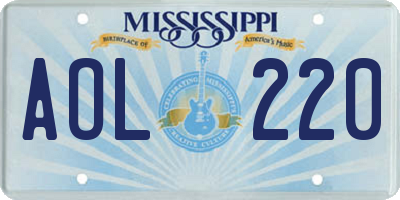 MS license plate AOL220
