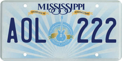 MS license plate AOL222