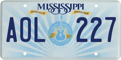 MS license plate AOL227