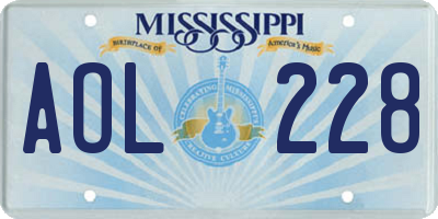 MS license plate AOL228