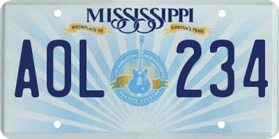 MS license plate AOL234
