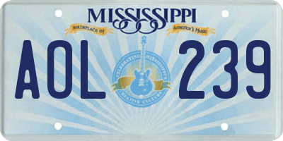 MS license plate AOL239