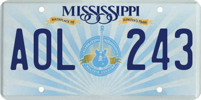 MS license plate AOL243