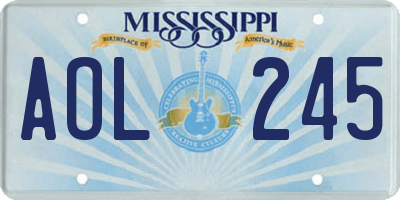 MS license plate AOL245