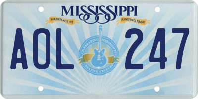 MS license plate AOL247