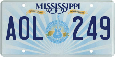MS license plate AOL249