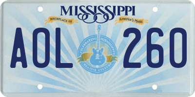 MS license plate AOL260