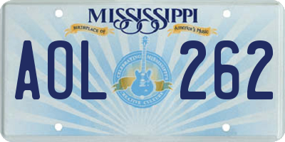 MS license plate AOL262