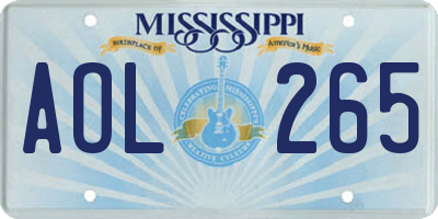 MS license plate AOL265
