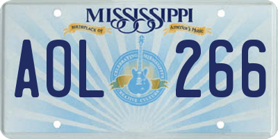 MS license plate AOL266