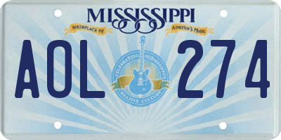 MS license plate AOL274
