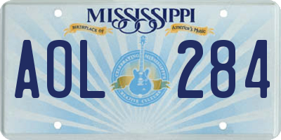 MS license plate AOL284