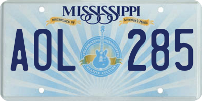 MS license plate AOL285
