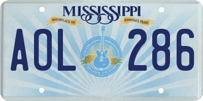 MS license plate AOL286