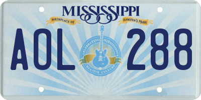 MS license plate AOL288