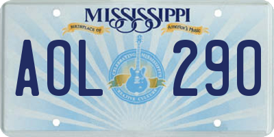MS license plate AOL290