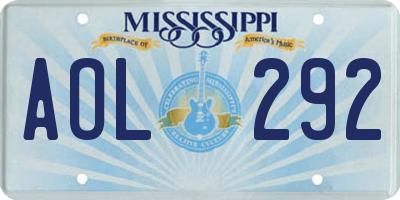 MS license plate AOL292