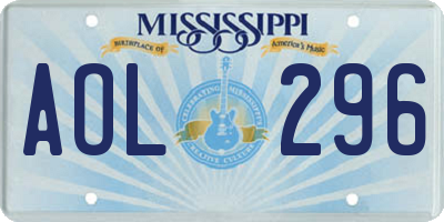 MS license plate AOL296