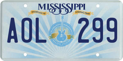 MS license plate AOL299