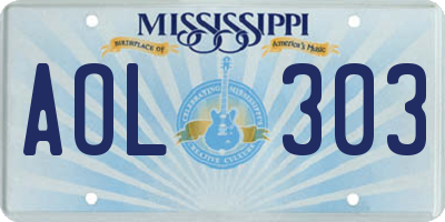 MS license plate AOL303
