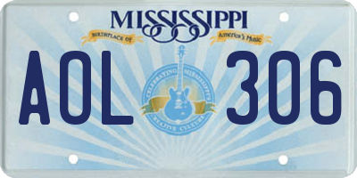 MS license plate AOL306