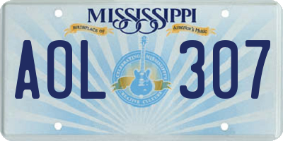 MS license plate AOL307