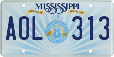 MS license plate AOL313