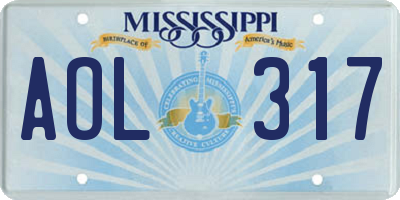 MS license plate AOL317