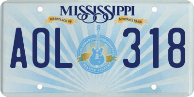 MS license plate AOL318