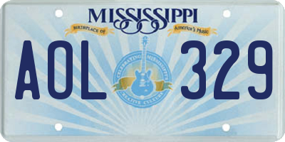MS license plate AOL329